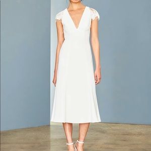 NWOT Amsale Little White Crepe Dress